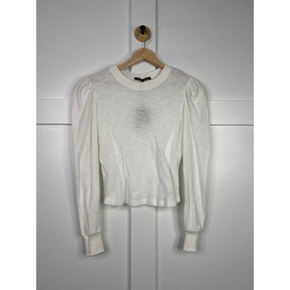 NEW Marissa Webb Blair Waffle Knit Puff Sleeve Pullover Top White Size: XS - Picture 2 of 7